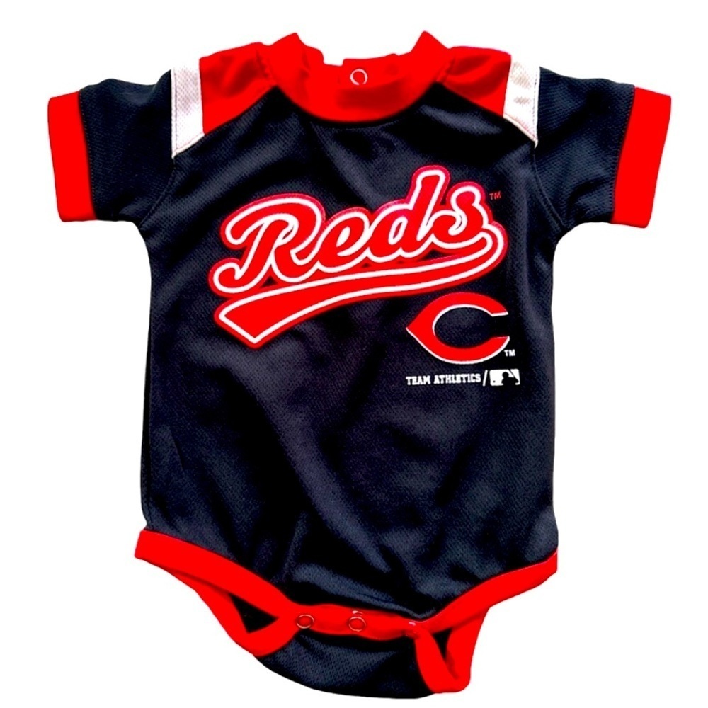 Team Merchandise Size 0-3 Months Cincinnati Reds Onsie Black and Red MLB